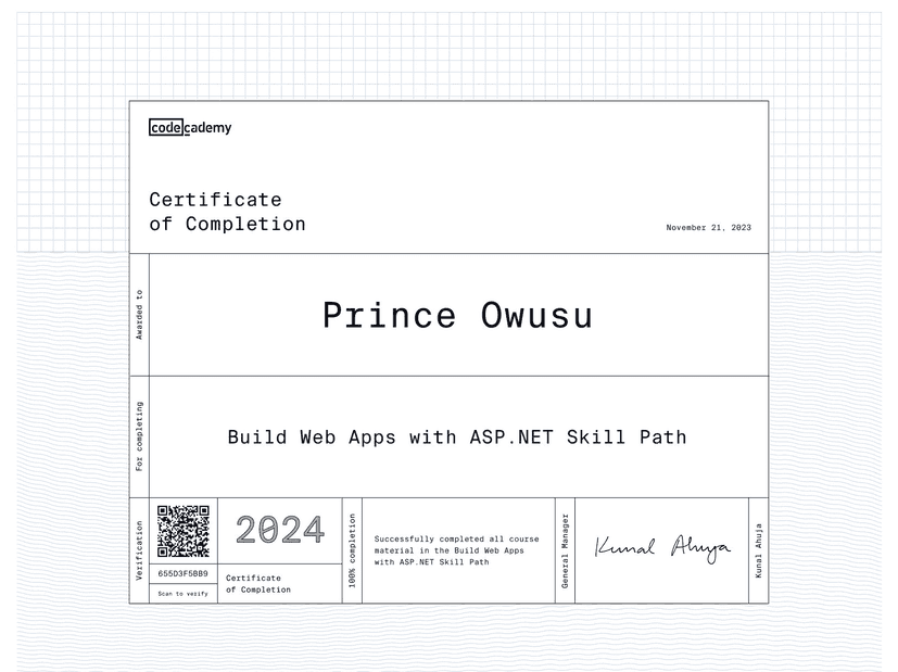 Codecademy - Build Web Apps with ASP.NET Skill Path